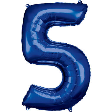 Large Number 5 Blue Foil Balloon N34 Packaged 92 cm x 57 cm