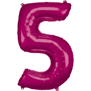 Large Number 5 Pink Foil Balloon N34 Packaged 92 cm x 57 cm