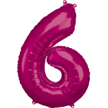 Large Number 6 Pink Foil Balloon N34 Packaged 88 cm x 60 cm