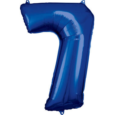 Large Number 7 Blue Foil Balloon N34 Packaged 84 cm x 57 cm