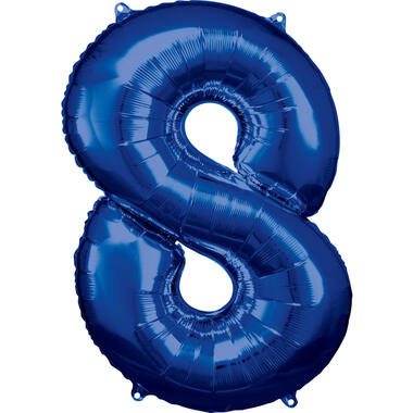 Large Number 8 Blue Foil Balloon N34 Packaged 86 cm x 57 cm