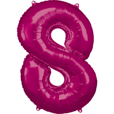 Large Number 8 Pink Foil Balloon N34 Packaged 86 cm x 57 cm