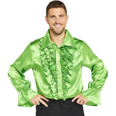 Adult Costume Satin Shirt Lime Size Small