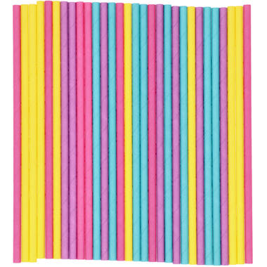 30 Straws Neon Paper assorted 19.7 cm