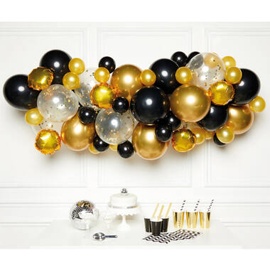 DIY Balloon Garland Black Gold 66 Balloons