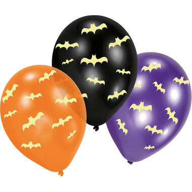 6 Latex Balloons Glow in the dark Bats