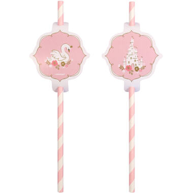 8 Paper Drinking Straws Princess for a Day 19,7 cm