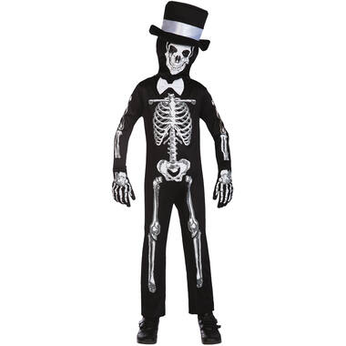 Child Costume Skeleton Bone Zombie Age 8-10 Years