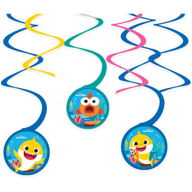 6 Swirl Decorations Baby Shark Paper 30 cm, 60 cm