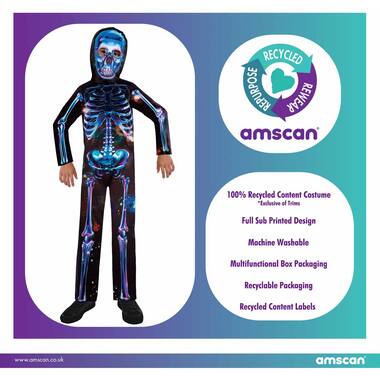 Child Costume  Neon Skeleton Boy Age 4-6 Years