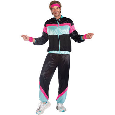 Adult Costume 80s Shell Suit Black Size Standard