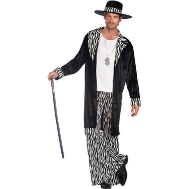 Adult Costume Gangster Pimp Black Size Plus