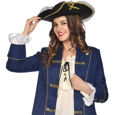 Costume Accessory Pirate Hat Lace & Gold Trim One Size