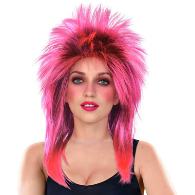 Costume Accessory Wig 80's Rock Star Pink One Size