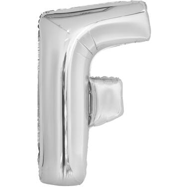 Large Letter F Silver Foil Balloon N34 Packaged 87 cm x 54 c