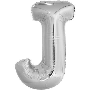 Large Letter J Silver Foil Balloon N34 Packaged 84 cm x 58 c