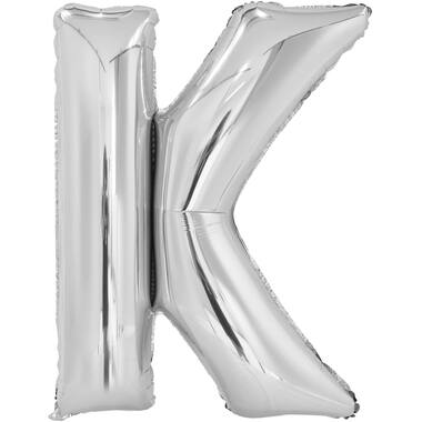 Large Letter K Silver Foil Balloon N34 Packaged 85 cm x 63 c