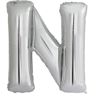 Large Letter N Silver Foil Balloon N34 Packaged 83 cm x 79 c