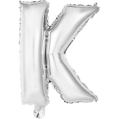 Mini Letter K Silver Foil Balloon N16 Packaged 36 cm x 27 cm
