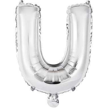 Mini Letter U Silver Foil Balloon N16 Packaged 31 cm x 27 cm