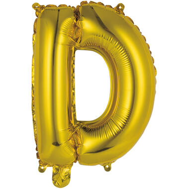 Mini Letter D Gold Foil Balloon N16 Packaged 33 cm x 26 cm