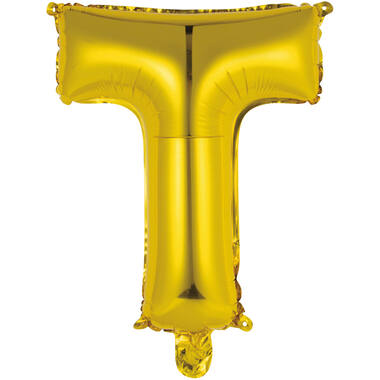 Mini Letter T Gold Foil Balloon N16 Packaged 34 cm x 27 cm