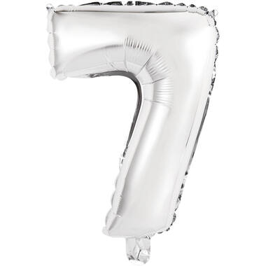 Mini Number 7 Silver Foil Balloon N16 Packaged 35 cm x 24 cm