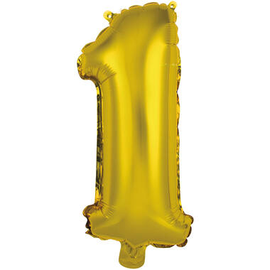 Mini Number 1 Gold Foil Balloon N16 Packaged 35 cm x 16 cm