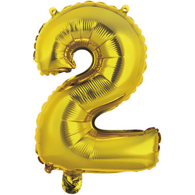 Mini Number 2 Gold Foil Balloon N16 Packaged 34 cm x 24 cm