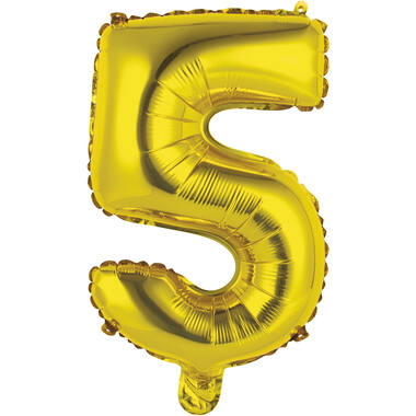Mini Number 5 Gold Foil Balloon N16 Packaged 34 cm x 22 cm