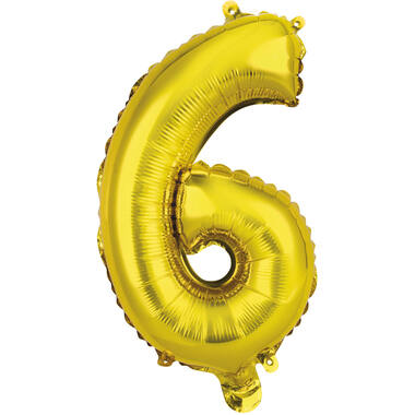 Mini Number 6 Gold Foil Balloon N16 Packaged 36 cm x 22 cm