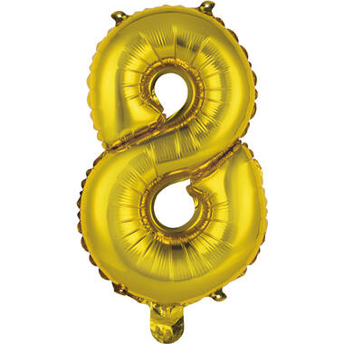 Mini Number 8 Gold Foil Balloon N16 Packaged 36 cm x 22 cm