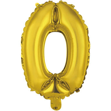 Mini Number 0 Gold Foil Balloon N16 Packaged 34 cm x 23 cm