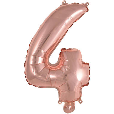 Mini Number 4 Rose Gold Foil Balloon N16 Packaged 35 cm x 23 cm
