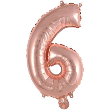 Mini Number 6 Rose Gold Foil Balloon N16 Packaged 36 cm x 22 cm