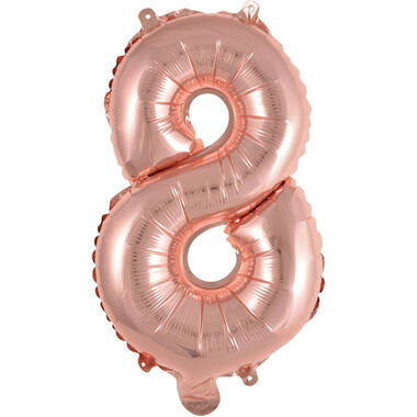 Mini Number 8 Rose Gold Foil Balloon N16 Packaged 36 cm x 22 cm