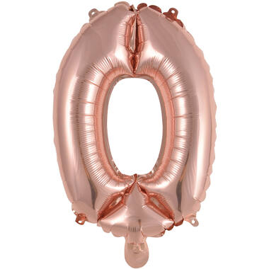 Mini Number 0 Rose Gold Foil Balloon N16 Packaged 34 cm x 23 cm