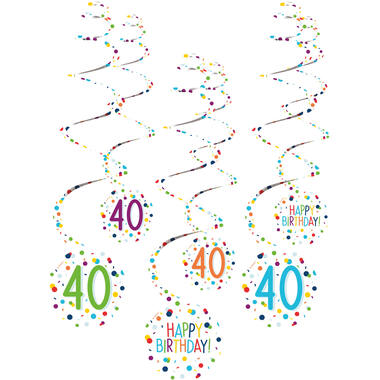 6 Swirl Decorations 40 Confetti Birthday Paper 61 cm