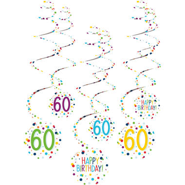 6 Swirl Decorations 60 Confetti Birthday Paper 61 cm