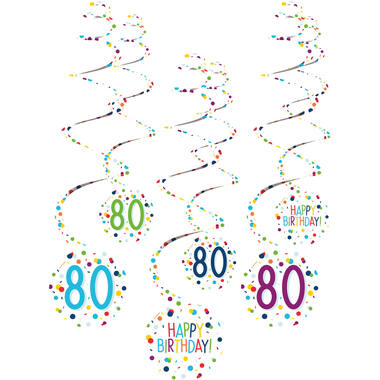 6 Swirl Decorations 80 Confetti Birthday Paper 61 cm