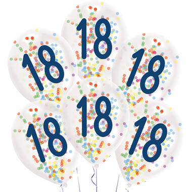 6 Latex Balloons Droplets 18 Confetti Birthday 1C Confetti Filled Paper 27.5 cm / 11"