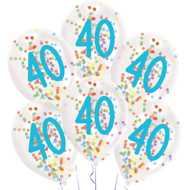 6 Latex Balloons Droplets 40 Confetti Birthday 1C Confetti Filled Paper 27.5 cm / 11"
