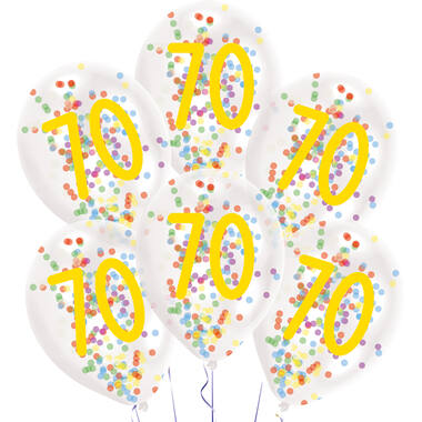 6 Latex Balloons Droplets 70 Confetti Birthday 1C Confetti Filled Paper 27.5 cm / 11"