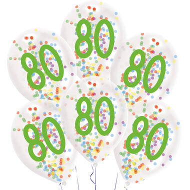 6 Latex Balloons Droplets 80 Confetti Birthday 1C Confetti Filled Paper 27.5 cm / 11"