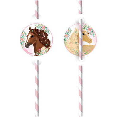 8 Drinking Straws Beautiful Horses Paper