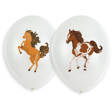 6 Latex Balloons Beautiful Horses 27cm/11", 4C print