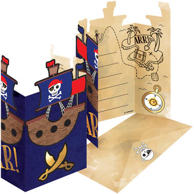 8 Invitations & Envelopes Pirates Map