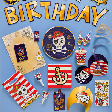 8 Blowouts Pirates Map Plastic / Paper 30 cm