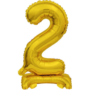 Mini Number 2 Gold Foil Balloon N16 Packaged 39 cm x 22 cm