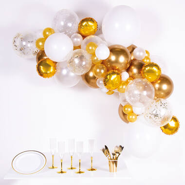 Latex Balloon Garland DIY White / Gold Assorted 4 m 66 Parts
